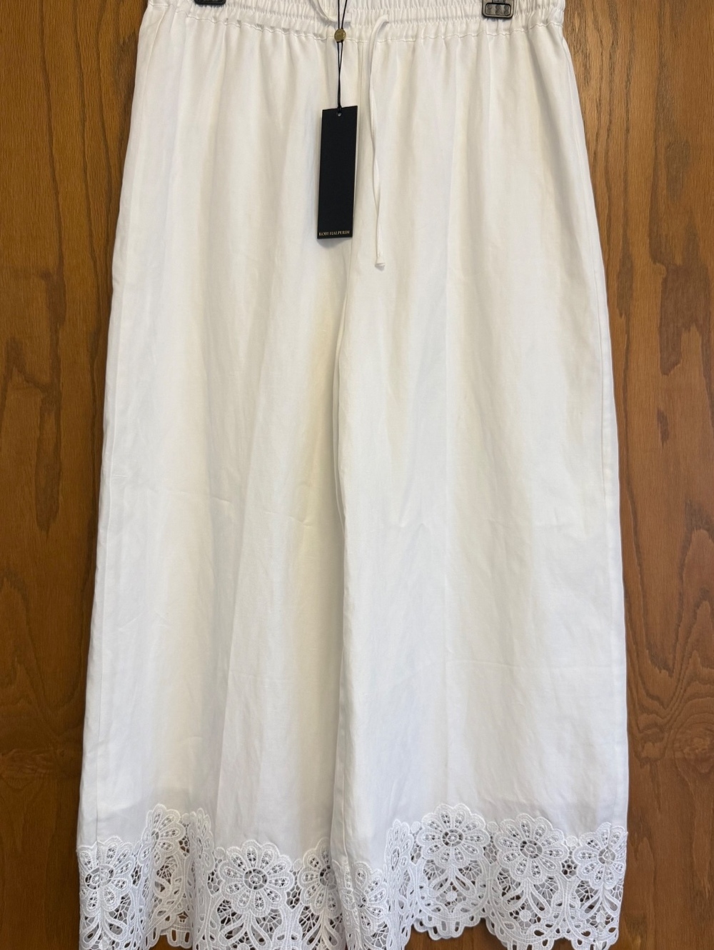 Kobi Halperin Lola White Wide Leg Lace Hem Pants Size M NWT $348 - Picture 2 of 5